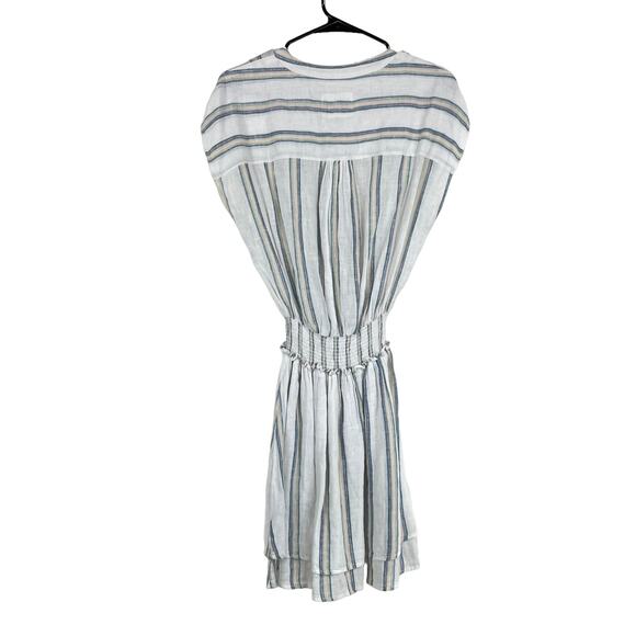 Rails NWT Angelina Smocked Waist Mini Dress Linen Blend Ryland Stripe Size XXS - Picture 5 of 13